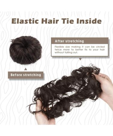 BARSDAR 100% Real Hair Extensions Dark Brown Updo Ties & Messy Bun 2pcs | Curly Hair Part for Women & Girls - Buy Online on GoSupps.com
