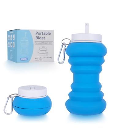 Portable Bidet - 600ml Collapsible & Expandable - for Travel Outdoor Camping Hiking Pregnancy Postpartum Baby Care Elderly and Muslims Hygiene Blue