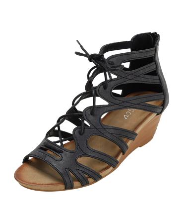 Xtzyglfd summer girl straps retro wedge with high paragraphs sandals women hollow ethnic fashion Roman Bohemian sandal beach shoes camping sandals black 5.5 uk