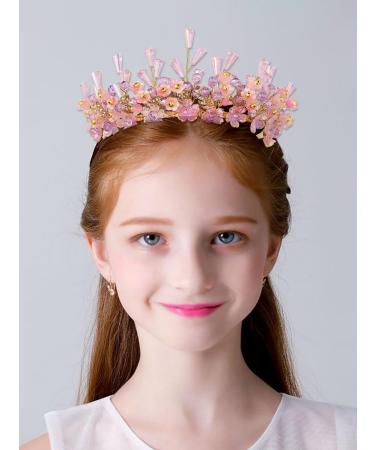 IYOU Princess Wedding Headband Crown Purple Flower Hair Bands Tiaras Crystal Bridal Hair Accessories for Girls - Buy Online on GoSupps.com