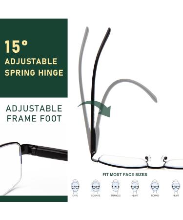 Amorays Multifocal Reading Glasses - Blue Light Filter Metal Halfbrand - Clear View Comfortable & Durable - Gray-Brown 1.5x - Buy Online on GoSupps.com