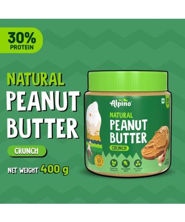 ALPI NO Natural Peanut Butter Crunch - 100% Roasted Peanuts - 30g Protein No Added Sugar & Salt Gluten Free Plant Based Unsweetened Peanut Butter Crunchy (400 G) - Buy Online on GoSupps.com