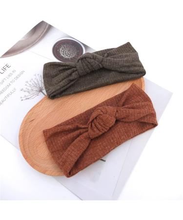 Baby Headbands Stretchy Hairbands Hair Bow Elastics for Baby Girls Newborn Toddlers Infant Kids Turban Headband (Knot Headband Mustard) - Buy Online on GoSupps.com