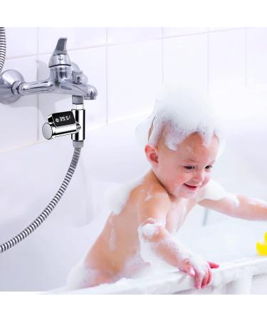 Shower Thermometer LED Digital Display | Baby Bath Water Thermometer | 360 Rotating Screen | Celsius/Fahrenheit Display | Home Bathroom Kitchen | Silver - Buy Online on GoSupps.com