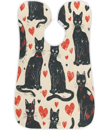 Beard Bib Apron - Beard Hair Catcher for Men | Perfect Father's Day & Christmas Gift | Black Cat Love Heart Design - Buy Online on GoSupps.com