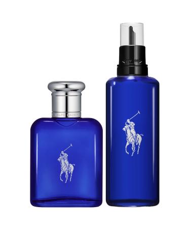 Ralph Lauren - Polo Blue - Eau de Toilette - Men's Cologne - Refillable Cologne Set - With Citrus Sage and Suede - 2.5 Fl Oz Bottle & 5.1 Fl Oz Refill