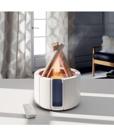 Bonfire Diffuser Mini Bonfire Humidifier Campfire Aroma Diffuser Remote Control Wood Shape Cool Mist Humidifier Campfire Humidifier Bonfire Essential Oil Diffuser Aromatherapy Humidifier (White)