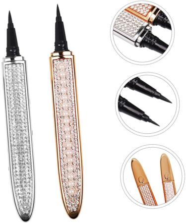 VINTORKY 2pcs Diamond Eyeliner Liquid Eye Liner Eyeliner Liquid Pen Lash Accessories Rose Gold Plated Assorted Color - Buy Online on GoSupps.com
