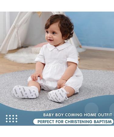 White Baptism Outfits for Boys | Baby Boy Christening Romper | Linen Onesie | Newborn Coming Home Jumpsuit | 0-18 Months | 0-3 Months | Winter/Summer/Fall Church Attire - Buy Online on GoSupps.com