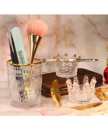 Crown Nail Art Dappen Dish - 2 in 1 Nail Pen Holder & Crystal Bowl for Acrylic Liquid & Powder - Perfect Nail Art Tool & Organizer - Buy Online on GoSupps.com