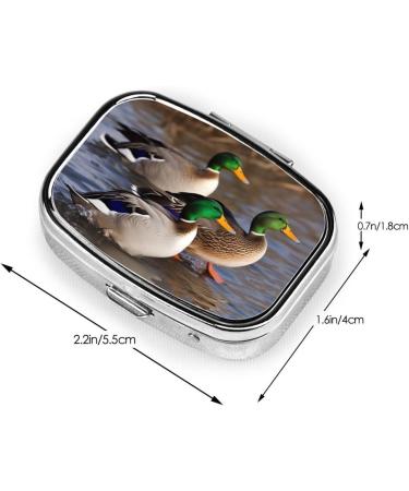 Mallard Ducks 2 Compartment Pill Case | Cute Travel Pill Organizer for Pocket & Purse | Ideal Gift - Buy Online on GoSupps.com