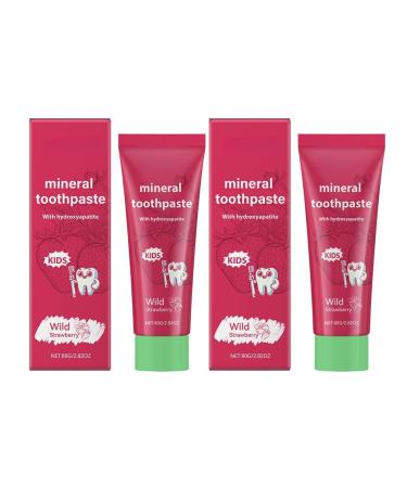 Kids Toothpaste Strawberry Flavor - Gentle Oral Care Teeth Cleaning Enamel Protection Reduces Stains for Children(2PCS)
