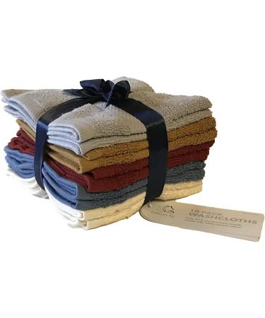 10 Pack 100% Cotton Washcloth Set - 12 x 12 Inch - Soft & Absorbent - Machine Washable - Four Color Assortment - Buy Online on GoSupps.com