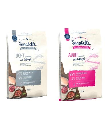 Sanabelle Light |Drying cat food with a reduced energy content for overweight cats1 x 10 kg & adult with poultry |Drying cat food for adult cats |1 x 10 kg 10 kg (1 -pack) bundle with adult poultry