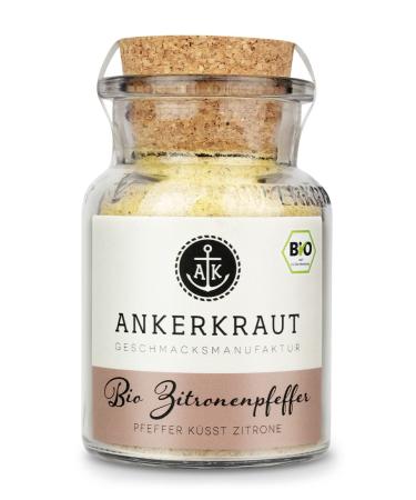 Anchor herb organic lemon pepper summer freshness kick 85 g in cork glass lively lemon with pepper in organic quality for meat fish vegetables for cooking