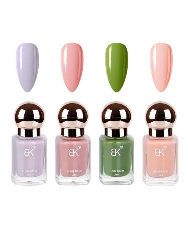 Nail Polish Set Quick Dry & Long Lasting Rose Pink Nail Varnish Nude Pink Nail Polish 4 Color Nail Polish for DIY Nail Art at Home No Need Cure 15ML