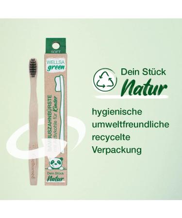 Buy Wellsamed Wellsagreen Bamboo Children's Toothbrush | Soft Activated Carbon Bristles | Eco-Friendly & Sustainable Kids Oral Care - Buy Online on GoSupps.com