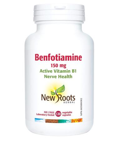 New Roots Herbal - Benfotiamine 150mg 120 Capsules - Active Vitamin B1 - Supports the Healthy Function of Nerves in Individuals with Polyneuropathy - Helps in Energy Production 120 count (Pack of 1)