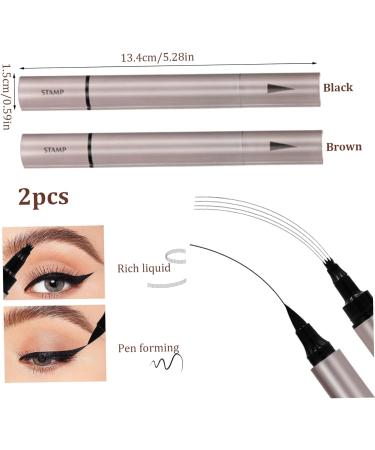 Eyebrow Pencil Eyebrow Contouring Pen 2Pcs 4-Pronged Eyebrow Pen Waterproof Fast Drying Eyeliner Long Lasting Dual-end Makeup Eyeliner Pencil - Buy Online on GoSupps.com