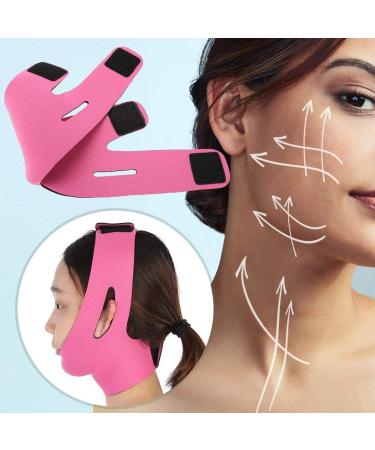Face Bandage Face Slimming Mask V Face Cheek Chin Lifting Tight Band Anti Wrinkle Face Care Skin Compact V Line Reduce the bandage Chin Up Patch(Rose Red)