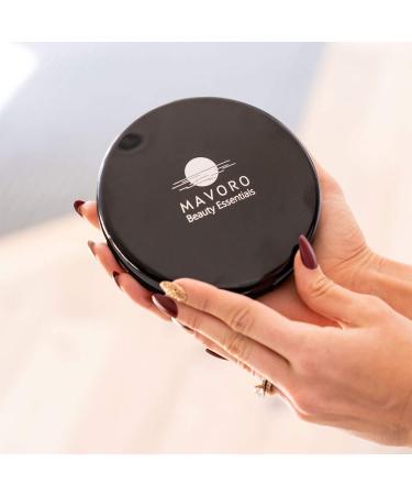 Mavoro LED Lighted Travel Makeup Mirror - Rechargeable 1x/10x Magnification - Daylight LED - Portable Touch Sensor Mirror - USB Charging (Black) - Buy Online on GoSupps.com