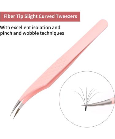FADLASH Pink Dolphin-Shaped Fiber Tip Curved Eyelash Extension Tweezers - Professional Lash Tool - Buy Online on GoSupps.com