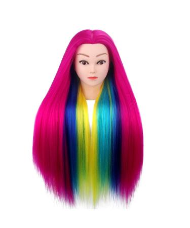 Topdirect 31.5 inch Synthetic Hair Wig Training Head - DIY Hairstyle Set with Holder in Rose Red - Perfect for Hairdressers - Buy Online on GoSupps.com