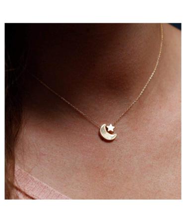 Boho Moon Phase Necklace Chain Star Moon Pendant Necklace Adjustable Clavicle Chain Necklaces Festival Celestial Jewelry for women and Girls Gold