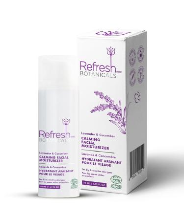 Refresh Botanicals Calming Facial Moisturiser | Certified Organic Face Cream for Sensitive and Redness-prone Skin | Hypoallergenic Vegan Paraben free | Made in Canada | 50 ML