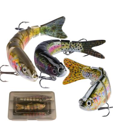 Mejoser wobbler set 3 pieces jerkbait art bait set swimbait hardbait fishing bait for pike perch pikeperch fishing with 2 drilling hooks and fish bait box colorful