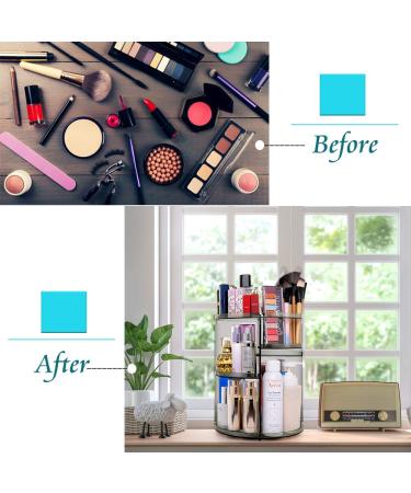 360 Degree Rotation Makeup Organizer Gray | Lazy Susan Cosmetics Storage Shelf | Rotating Display Rack for Countertop | Bathroom Counter Organizer - Buy Online on GoSupps.com