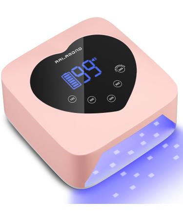 UV LED Nail Lamp 72W Cordless UV Light for Gel Nails Rechargeable Gel Lamp Nail Dryer with 5 Timer & Auto Sensor Professional Fast Curing Gel Nail Lamp with Large Touch Display (Pink)