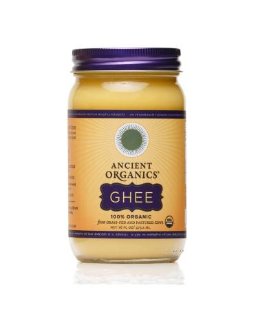 Ancient Organics Ghee, Organic Grass Fed Ghee Butter – Gluten Free Ghee, Clarified Butter, Vitamins & Omegas, Lactose Reduced, 100% Certified Organic, Kosher, USDA Certified – 16 Fl Oz (Pack of 1) 1 Pound (Pack of 1)