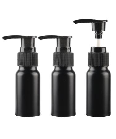 ZEOABSY 3 Pieces Empty 30ml Black Aluminium Lotion Pump Bottle Aluminum Bottles with Black Pump Head Travel Metal Bottles for Cosmetic Shampoo Body Washing Gel Essential Oil Liquid Dispenser