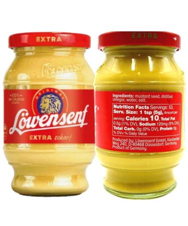 Lwensenf German Mustard Variety Pack - Extra Hot, Medium Hot, and Sweet & Spicy Mustards (3 Pack) with Silicone Pastry Brush - Buy Online on GoSupps.com