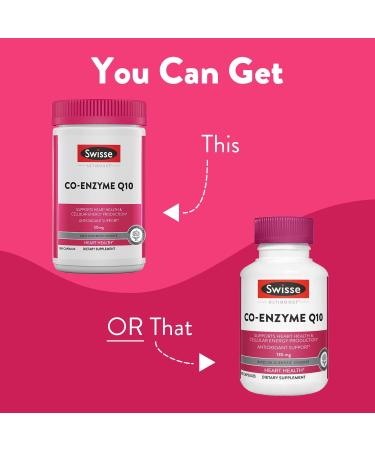 Swisse CoQ10 Supplement | Co-Enzyme Q10 for Heart Health Energy & Antioxidant Support | 135 mg 180 Mini Softgel Capsules - International Shipping Available - Buy Online on GoSupps.com