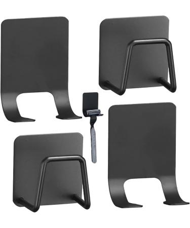 Stainless Steel Razor Bracket & Sponge Keeper Set - 2-Piece Self-Adhesive Multi-Purpose Hooks for Bathroom & Kitchen - Black - Buy Online on GoSupps.com