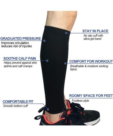 Beister Calf Compression Sleeves - Unisex Footless Shin Splint Support Socks XL - Buy Online on GoSupps.com