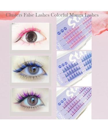 Purple Cluster Lashes | Colored Manga & Eyelash Extensions | 13mm Wispy Eyelashes | DIY Colorful False Eyelashes - Little Devil (0.07mm C Curl - Buy Online on GoSupps.com