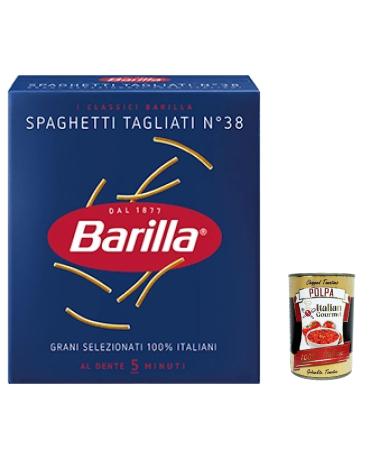 Italian Gourmet E.R. Barilla Spaghetti Tagliati No. 38 100% Italian Pasta with Durum Wheat Semolina 500 g + Tomato Pulp Italian Gourmet Tomato Pulp 400 g Box