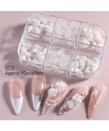 Wedding Acrylic Resin Charms Elegant Nail Art Decor Aurora 3D White Nail Rhinestones Camellia - Buy Online on GoSupps.com