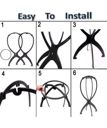 Wiysday 6PCS Collapsible Wig Stand for Short Wig 14 inch - Portable Travel Wig Holder (Black) - Buy Online on GoSupps.com