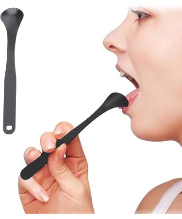 Yawdil Spoon Tongue Scraper for Adults - Metal Tongue Cleaner for Bad Breath & Healthy Oral Care - Black - Buy Online on GoSupps.com