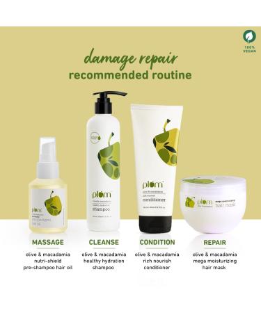 Plum Pre Shampoo Hair Oil | 8 Natural Oils Blend | For Dry, Dull, Damaged Hair | Silicone-Free | Olive, Macadamia, & Argan Nutri-Shield | Nourishes Scalp | Non-Greasy | All-Season | 3.04 Fl Oz - Buy Online on GoSupps.com