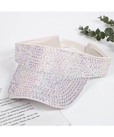 XYIYI Bling Rhinestone Sport Sun Visor Hat - Adjustable Summer Cap for Women & Girls - One Size White Rhinestone Visor - Buy Online on GoSupps.com