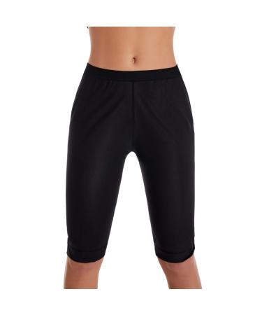 TNMLLD Short Sauna Pants for Women Weight Loss Thigh Slimmer Fitness Sweatpants Running Sports Shaping Pants Leggings XX-Large Black