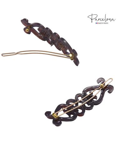 Parcelona French Little Hearts Shell Black Small Celluloid Acetate Side Slide Barrette Snap on Hair Clips (4 Pack) - Buy Online on GoSupps.com