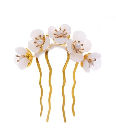minkissy Petal Hairpin Jade Hair Forks Jade Hair Clip Hair Hanfu Hair Accessories Jade Hair Chopstick Retro Headpiece French Pin Women Hair Chopstick Bride Costume Hosta White