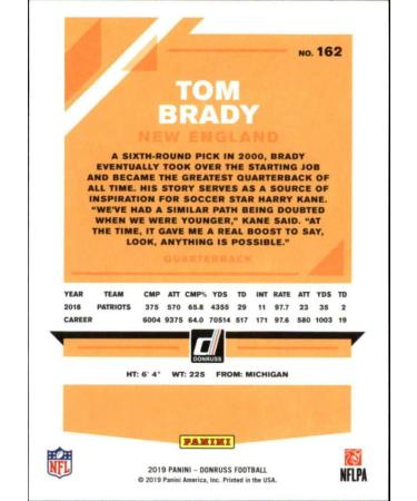 2019 Donruss Football #162 Tom Brady New England Patriots Trading Card | Panini America Official NFL Card - Buy Online on GoSupps.com
