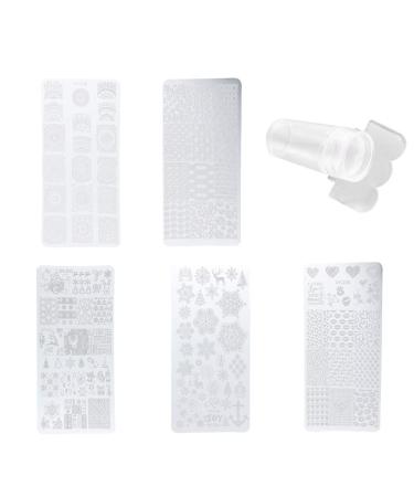 Minkissy Nail Art Stamping Plate Stampfer Platten Halloween Christmas Nail Art Stamping Kits with snowflake picture plates for DIY decoration